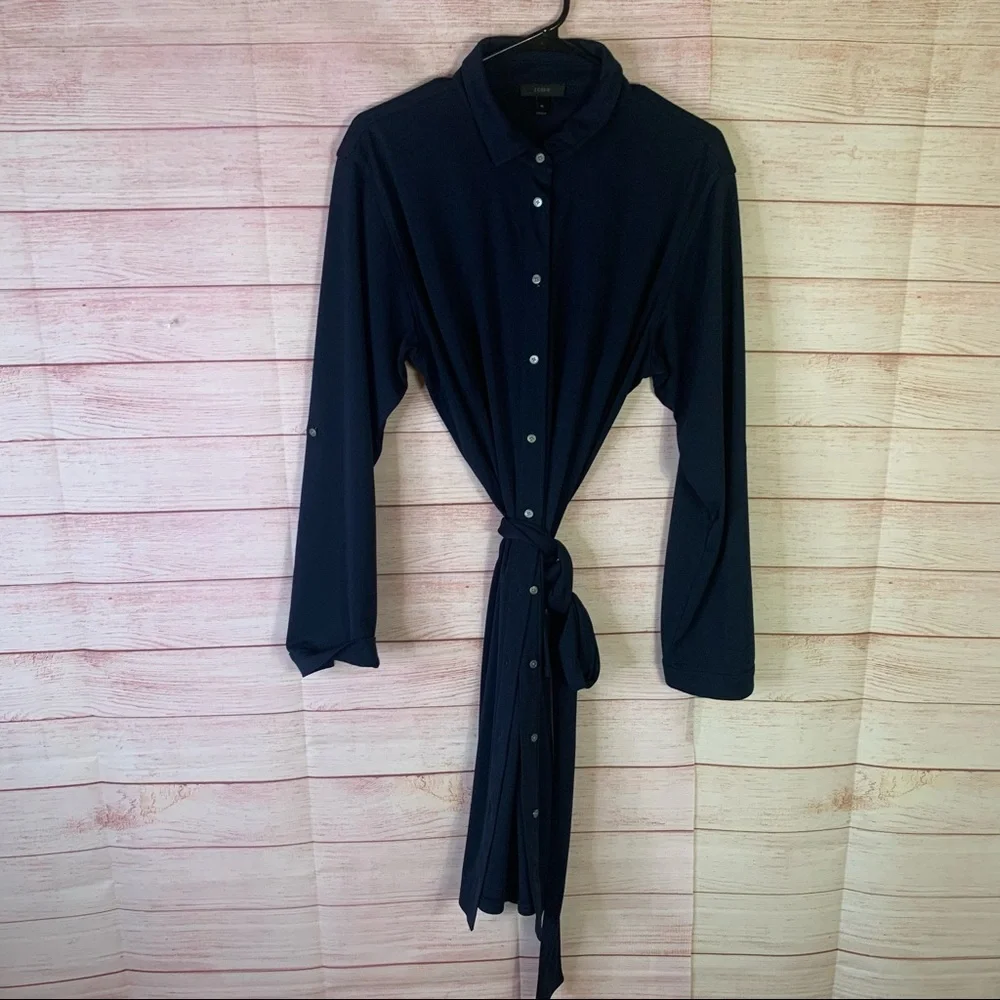 J.Crew Navy Blue‎ Button Front Belted Dress Size XL